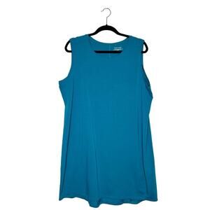 Eileen Fisher Jersey Knit Sleeveless Tunic Dress Women's Teal XL X-Large